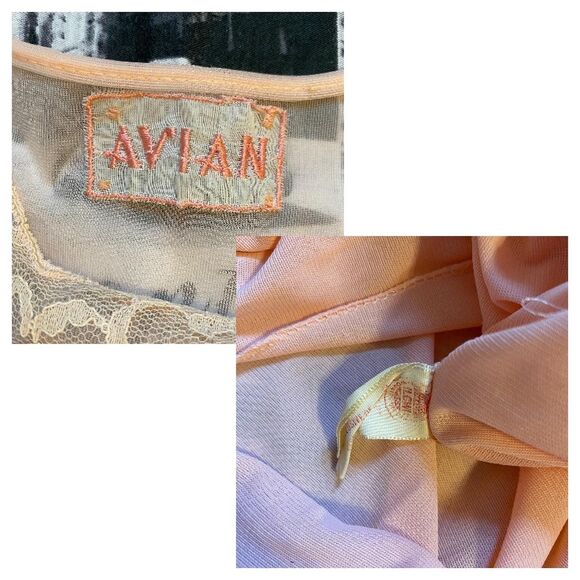 Avian Women's Pink cream coquette babydoll lace vintage 60s nightgown dainty - Picture 3 of 4